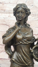 Bronze Mother and Child in Basket - Elegant Sculpture