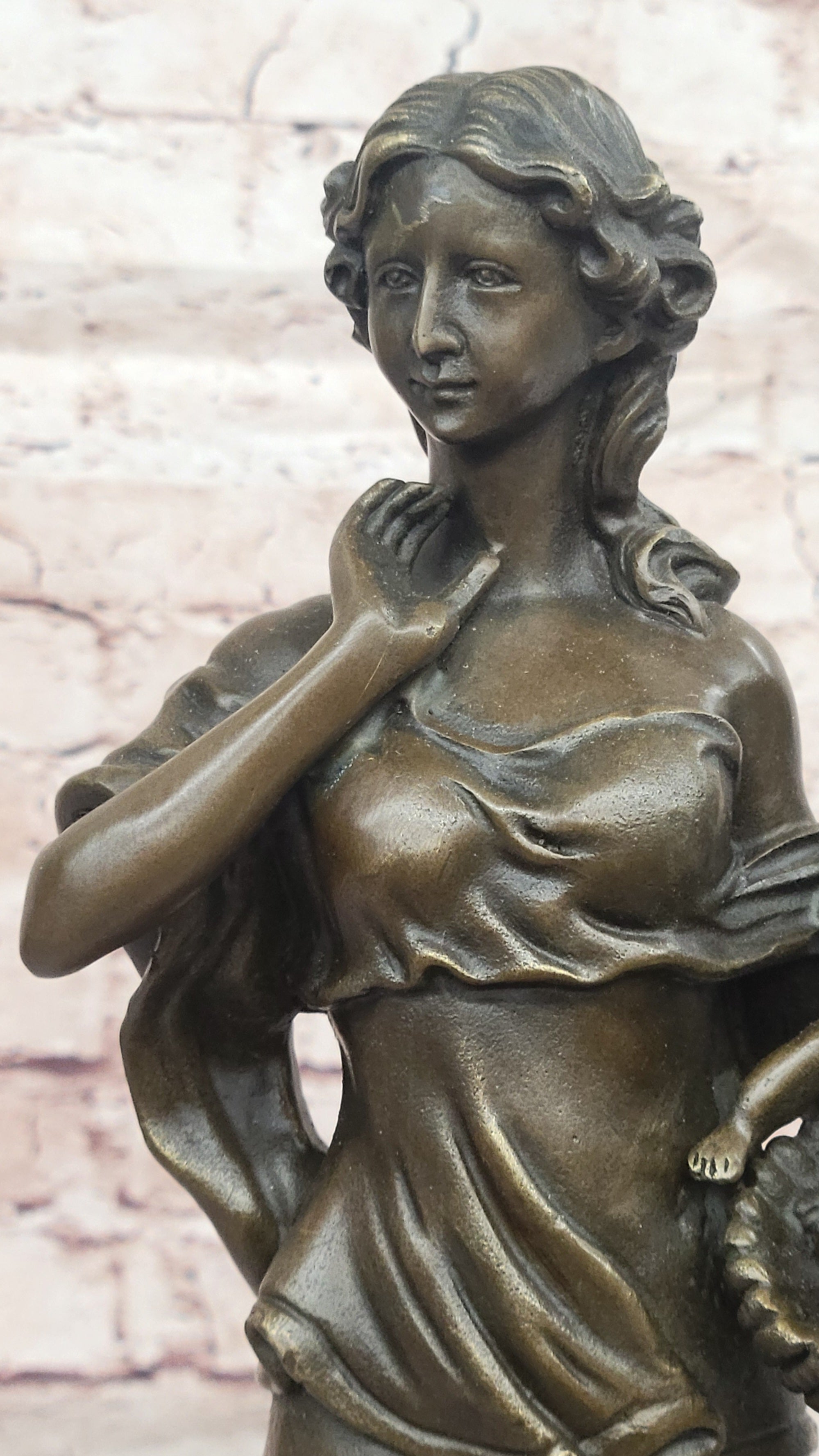 Bronze Mother and Child in Basket - Elegant Sculpture