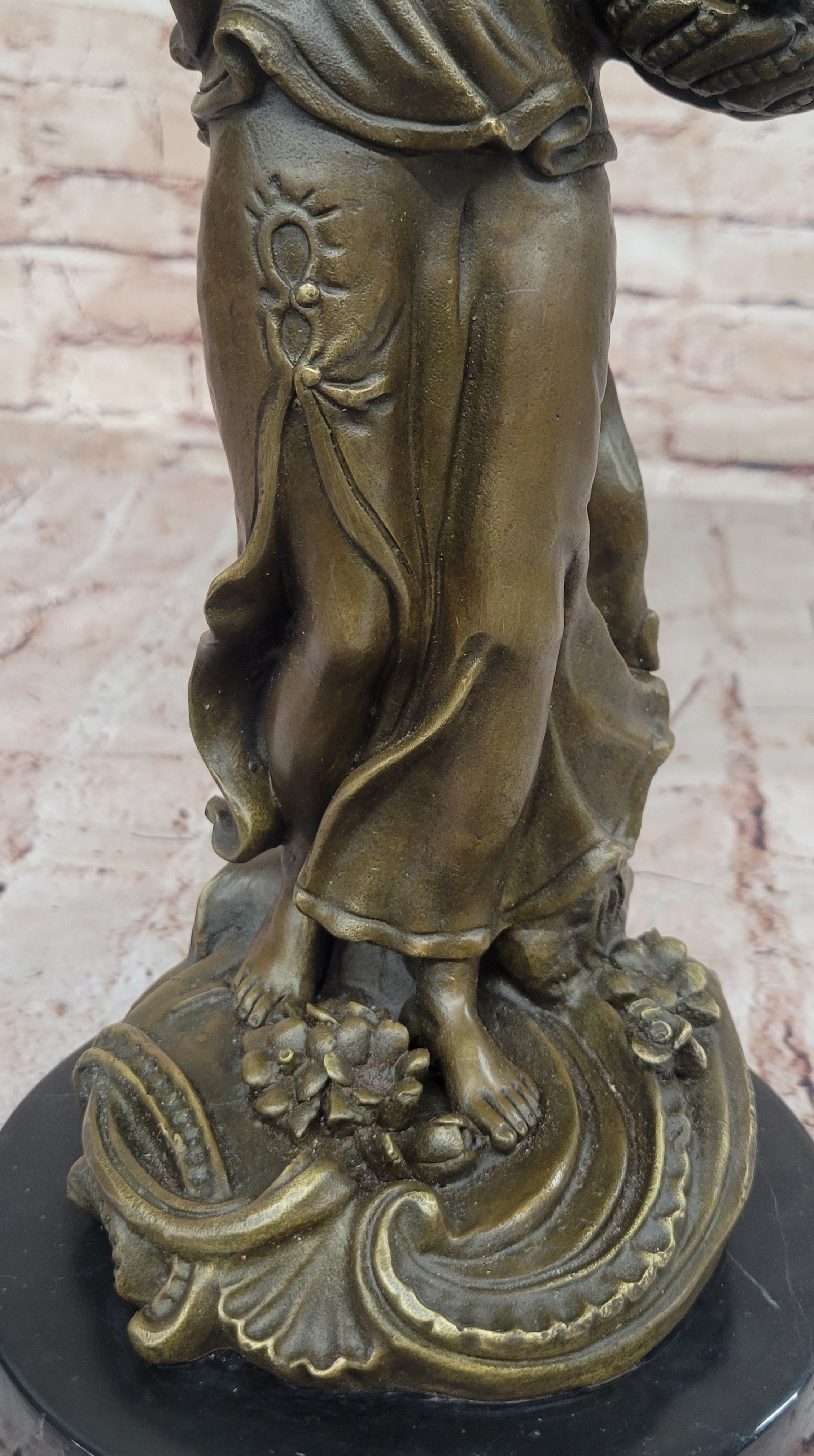 Bronze Mother and Child in Basket - Elegant Sculpture