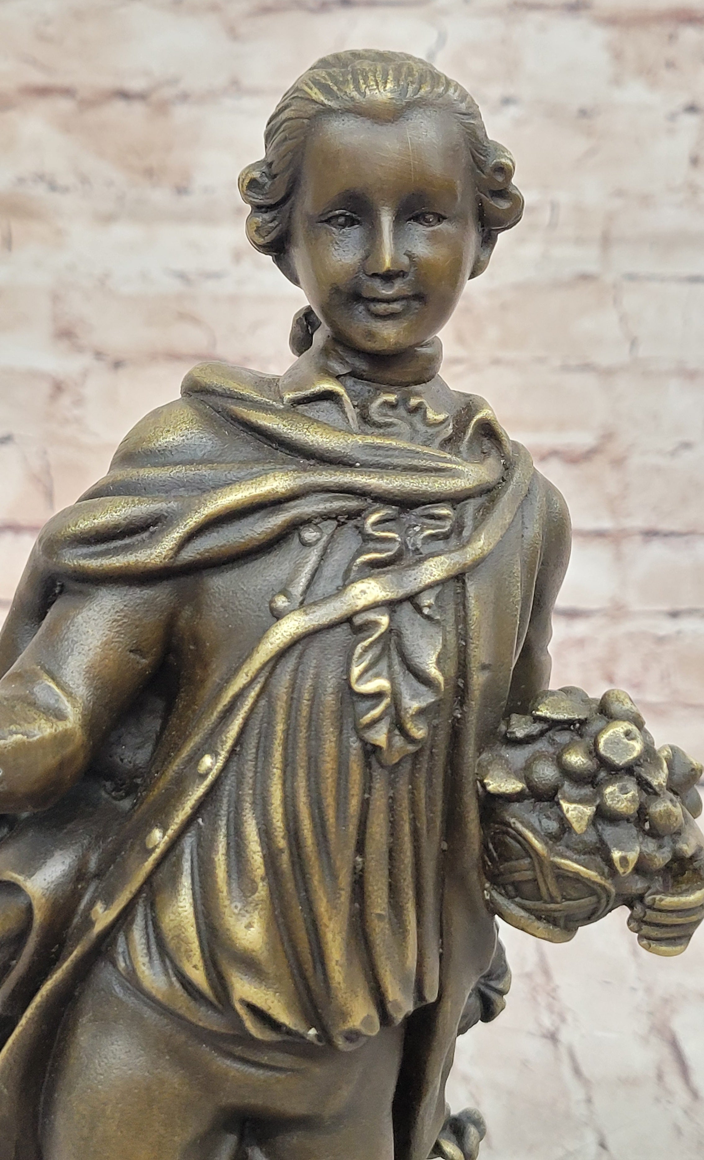 Colonial Era Man Holding Basket of Fruit - Bronze by Milo