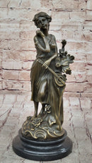 Young Woman Holding Banjo Guitar - Bronze Sculpture by Milo