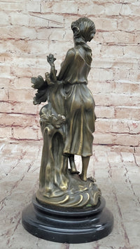 Young Woman Holding Banjo Guitar - Bronze Sculpture by Milo