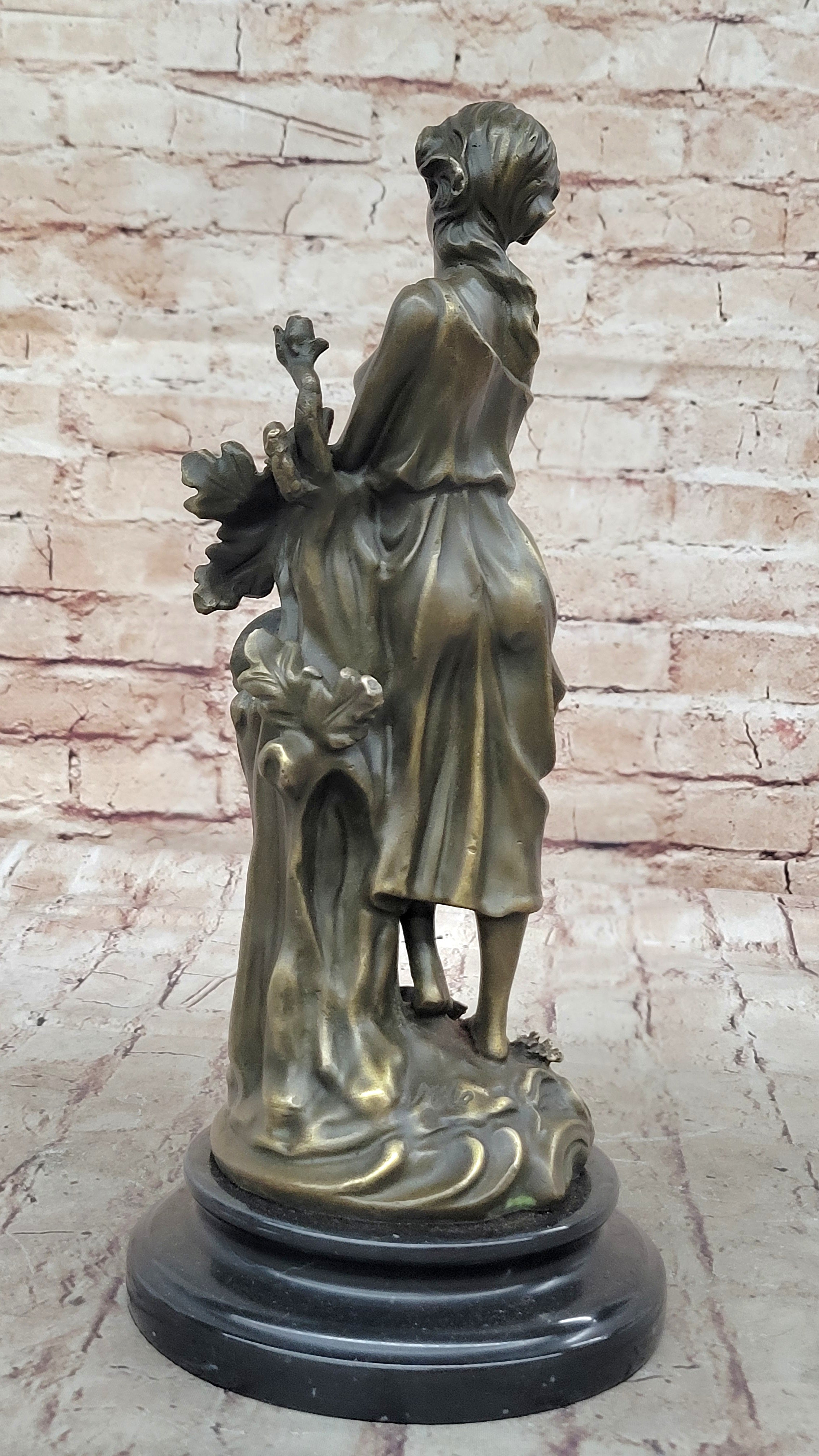 Young Woman Holding Banjo Guitar - Bronze Sculpture by Milo