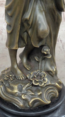 Young Woman Holding Banjo Guitar - Bronze Sculpture by Milo