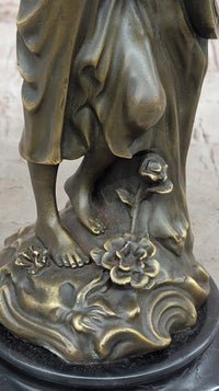 Young Woman Holding Banjo Guitar - Bronze Sculpture by Milo