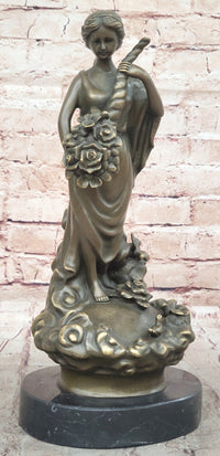 Female Figure Holding a Floral Cornucopia - Bronze Sculpture by Milo