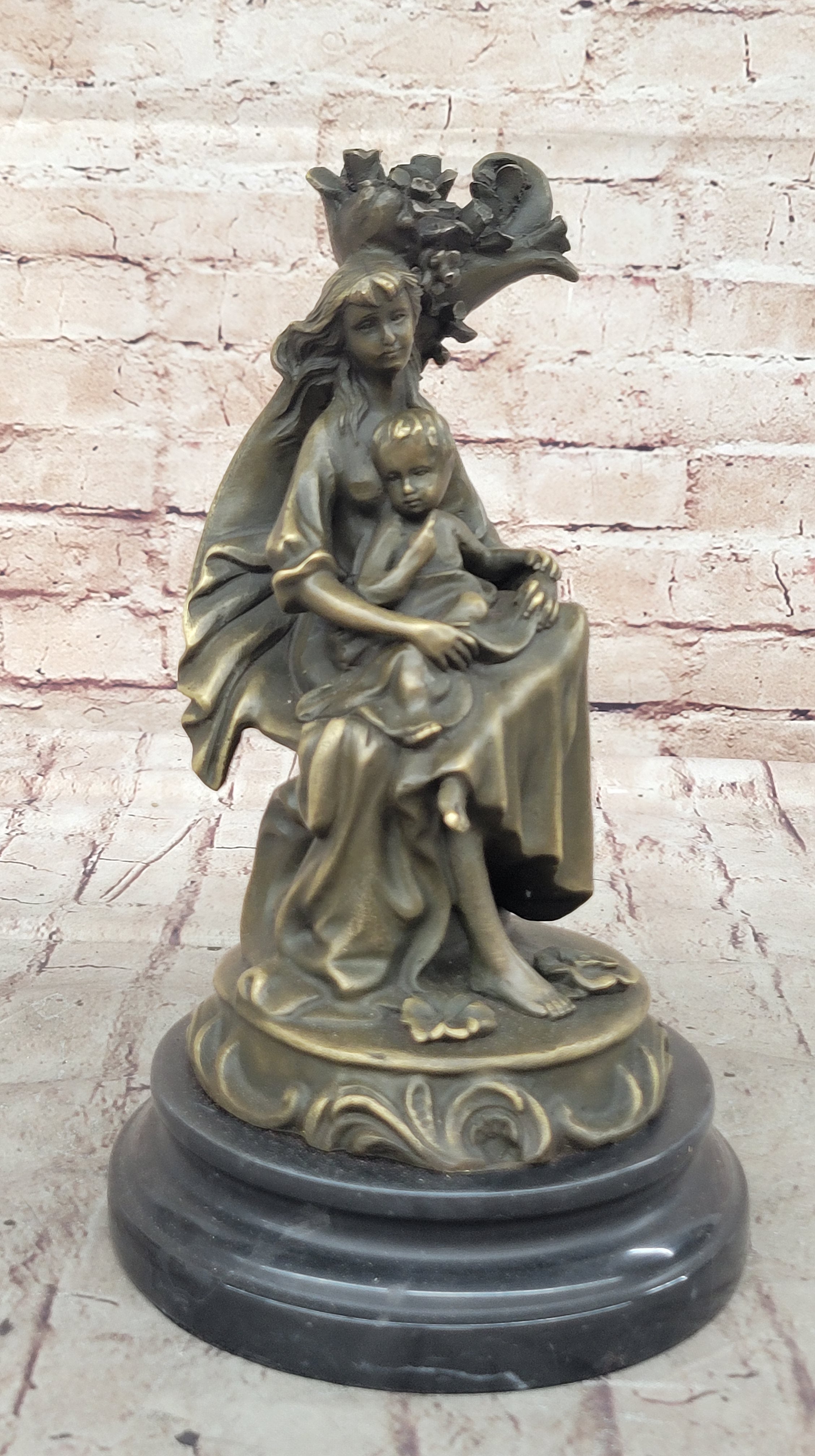 Signed Milo Mother Holding Baby Boy Maternity Bronze Sculpture