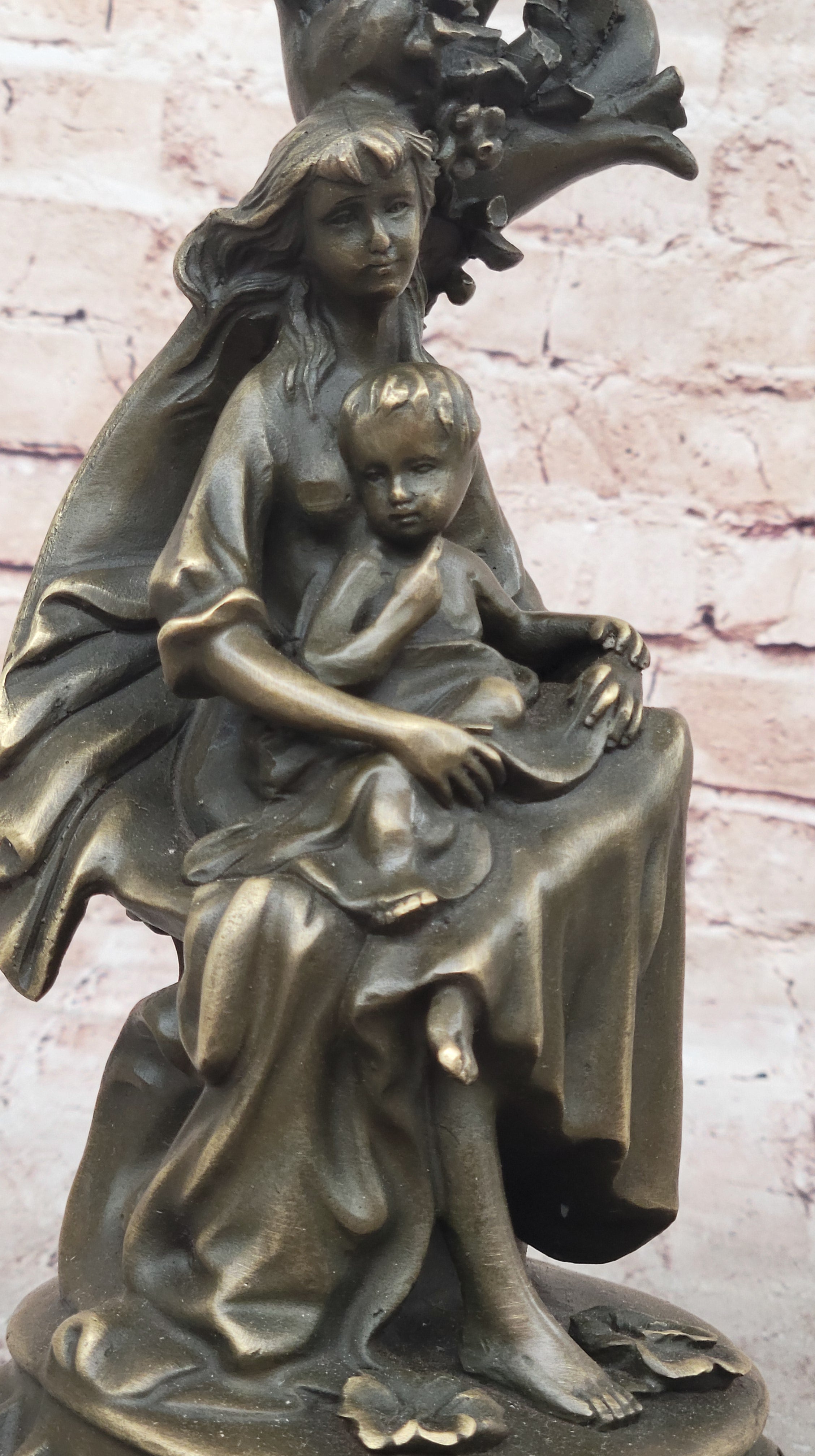 Signed Milo Mother Holding Baby Boy Maternity Bronze Sculpture