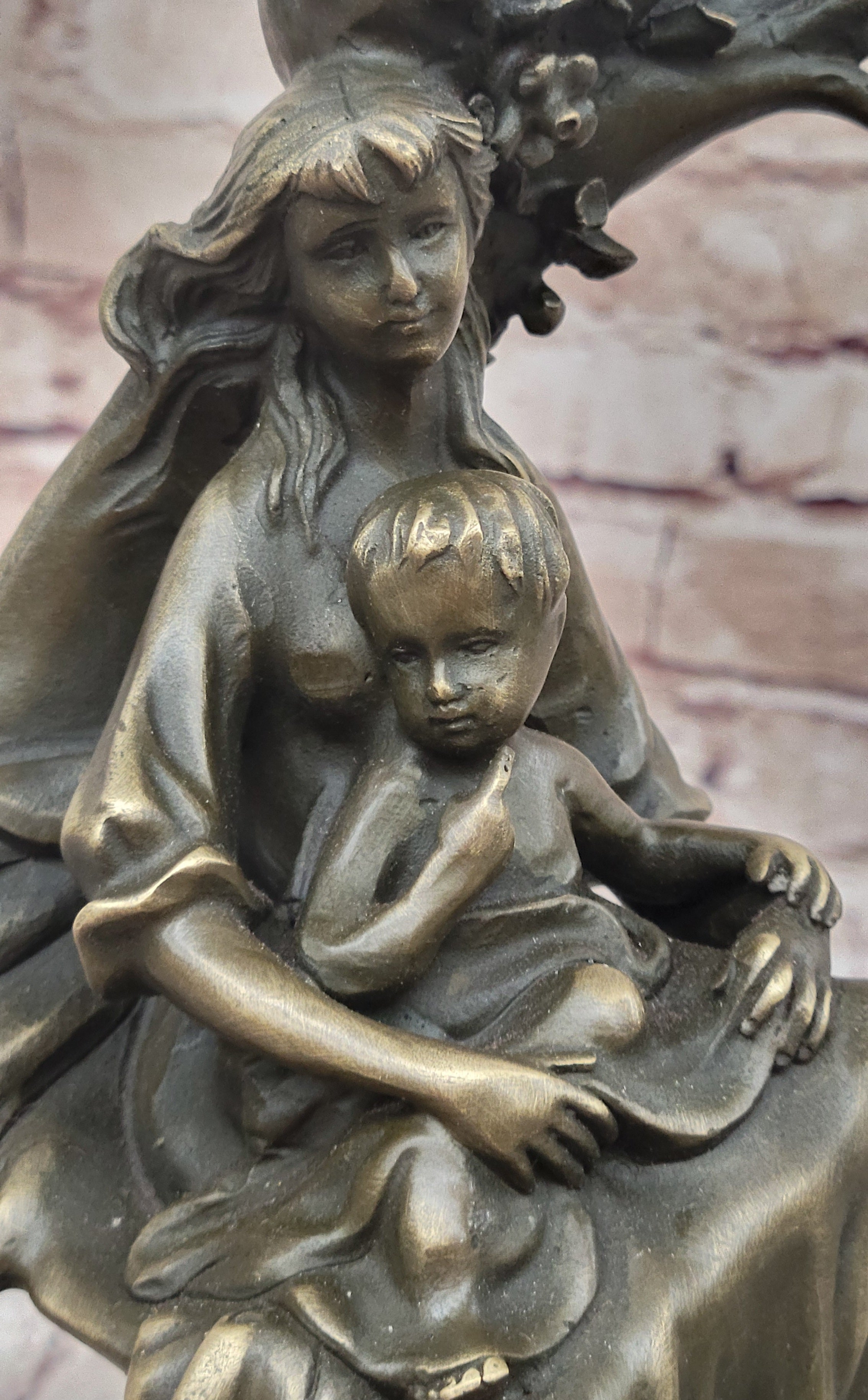 Signed Milo Mother Holding Baby Boy Maternity Bronze Sculpture