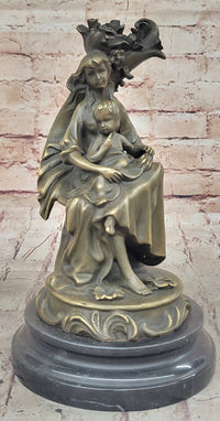 Signed Milo Mother Holding Baby Boy Maternity Bronze Sculpture