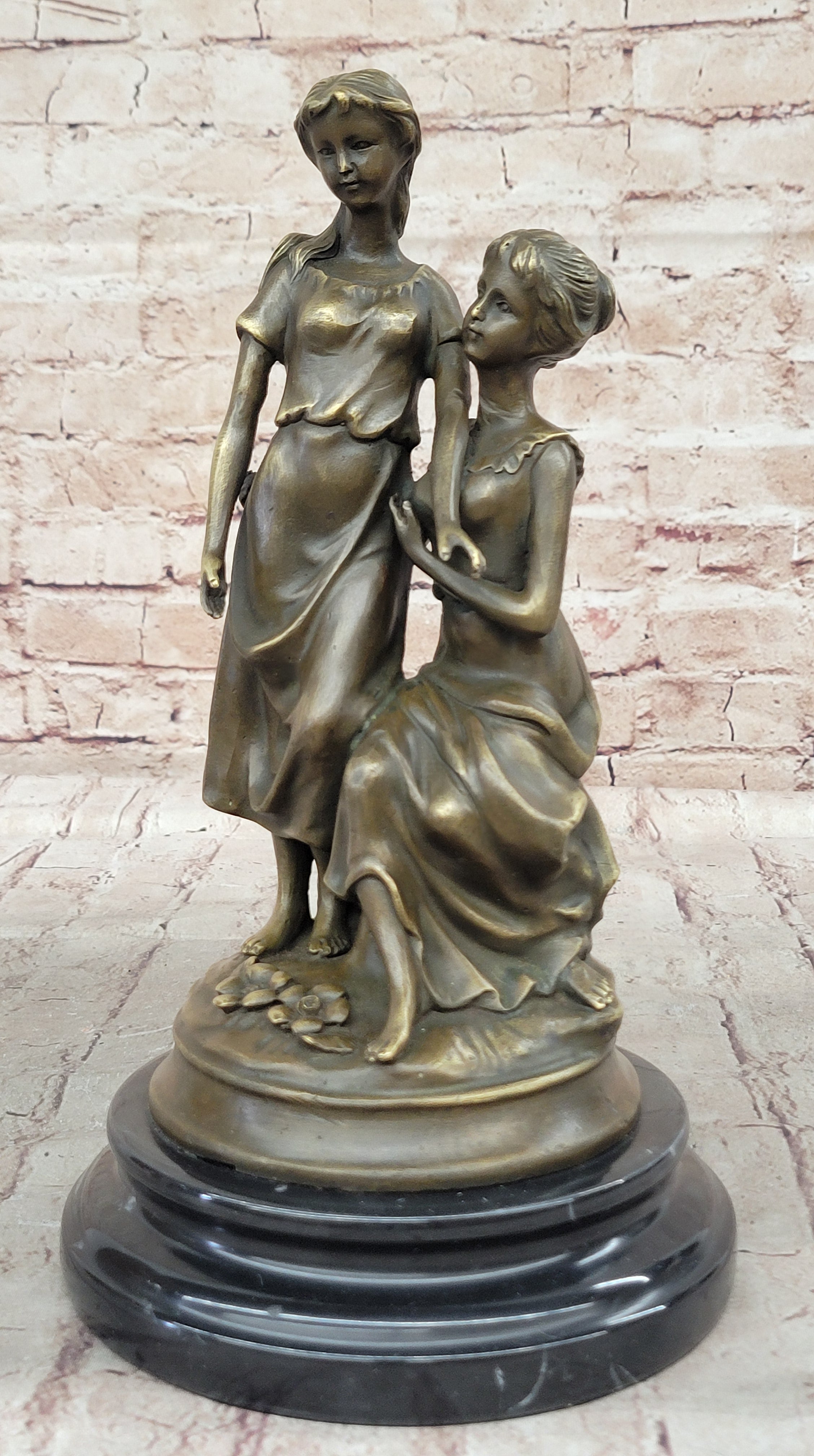 Bronze Sculpture of Two Sisters - Signed Milo