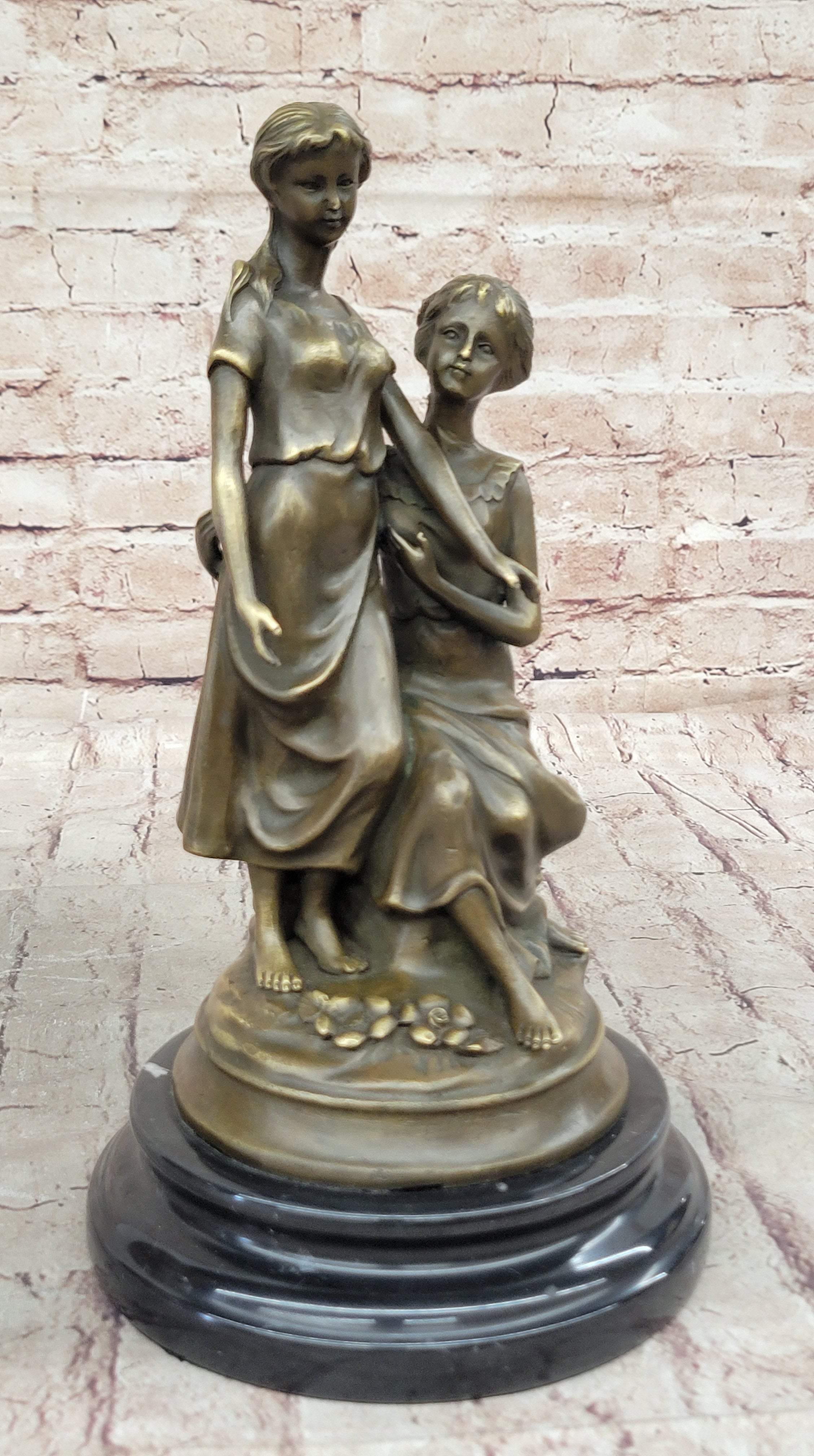 Bronze Sculpture of Two Sisters - Signed Milo