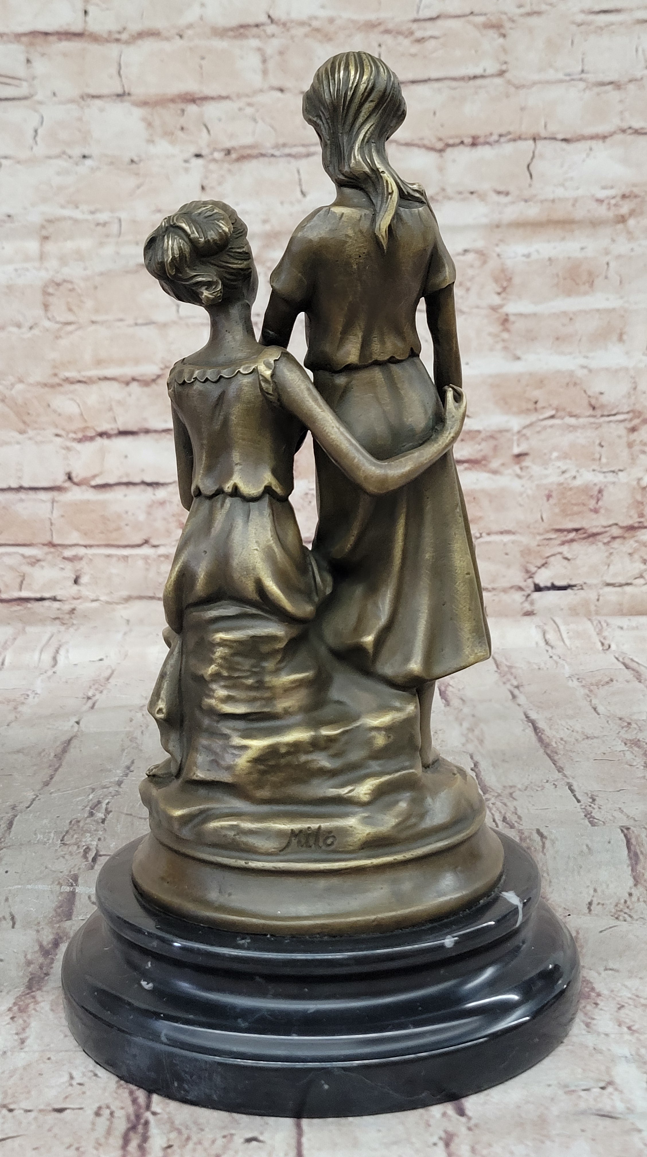 Bronze Sculpture of Two Sisters - Signed Milo