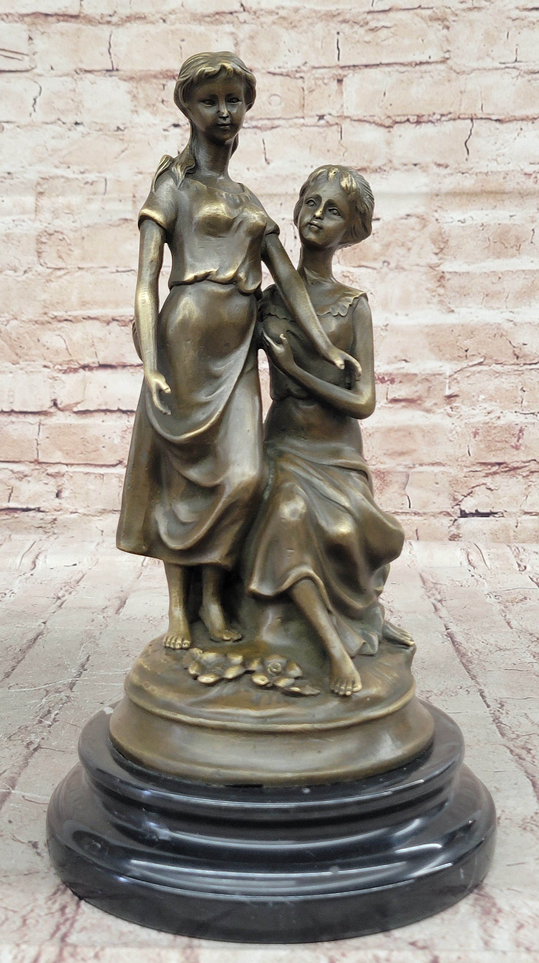 Bronze Sculpture of Two Sisters - Signed Milo