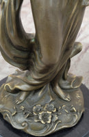 Young Woman Holding Basket of Flowers - Milo Art Deco Bronze