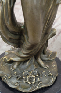 Young Woman Holding Basket of Flowers - Milo Art Deco Bronze