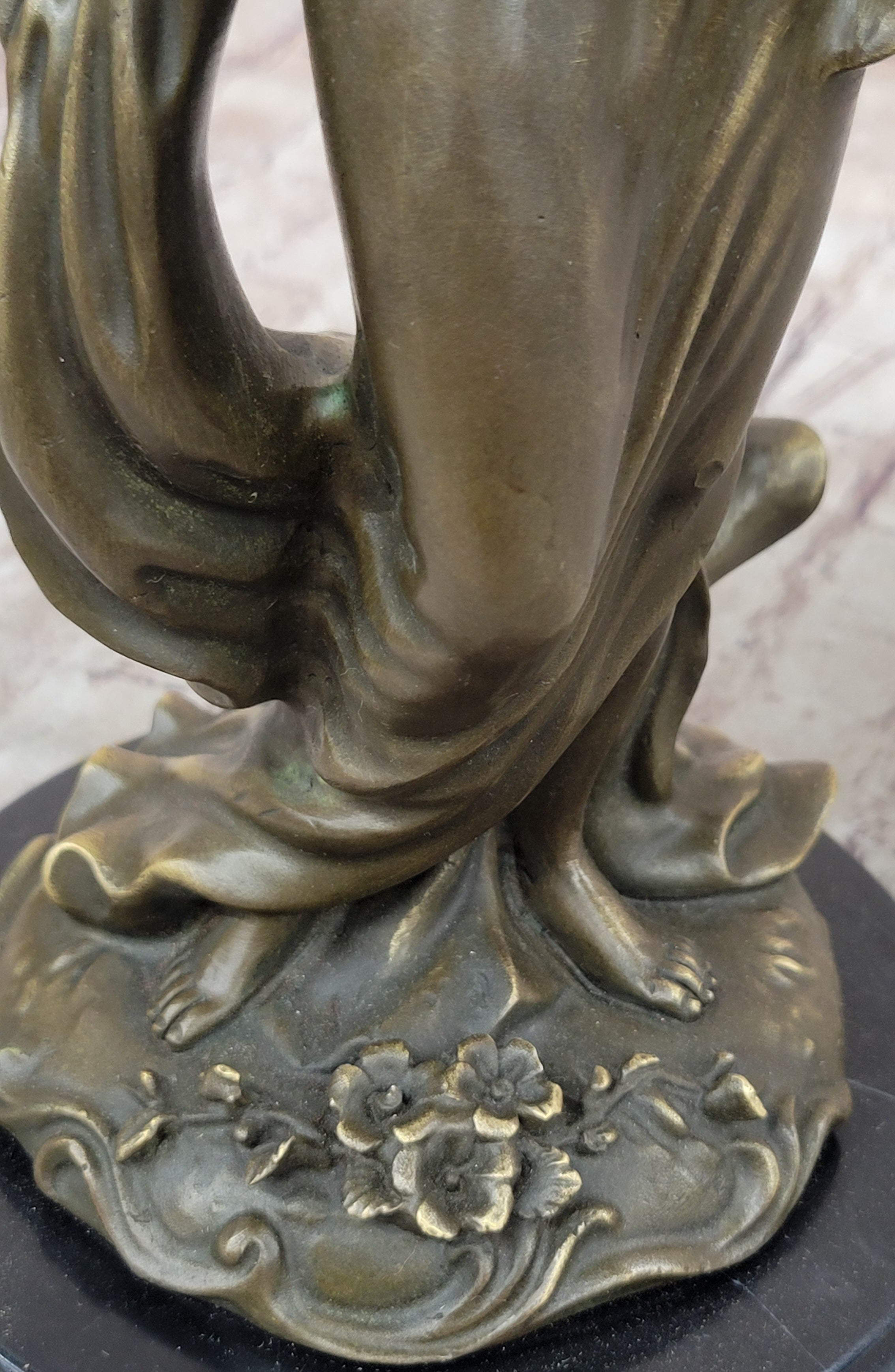 Young Woman Holding Basket of Flowers - Milo Art Deco Bronze