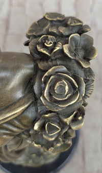 Young Woman Holding Basket of Flowers - Milo Art Deco Bronze
