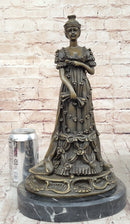 Art Deco Bronze Sculpture of Queen in Floral Dress - Female Figure by Milo
