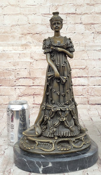 Art Deco Bronze Sculpture of Queen in Floral Dress - Female Figure by Milo