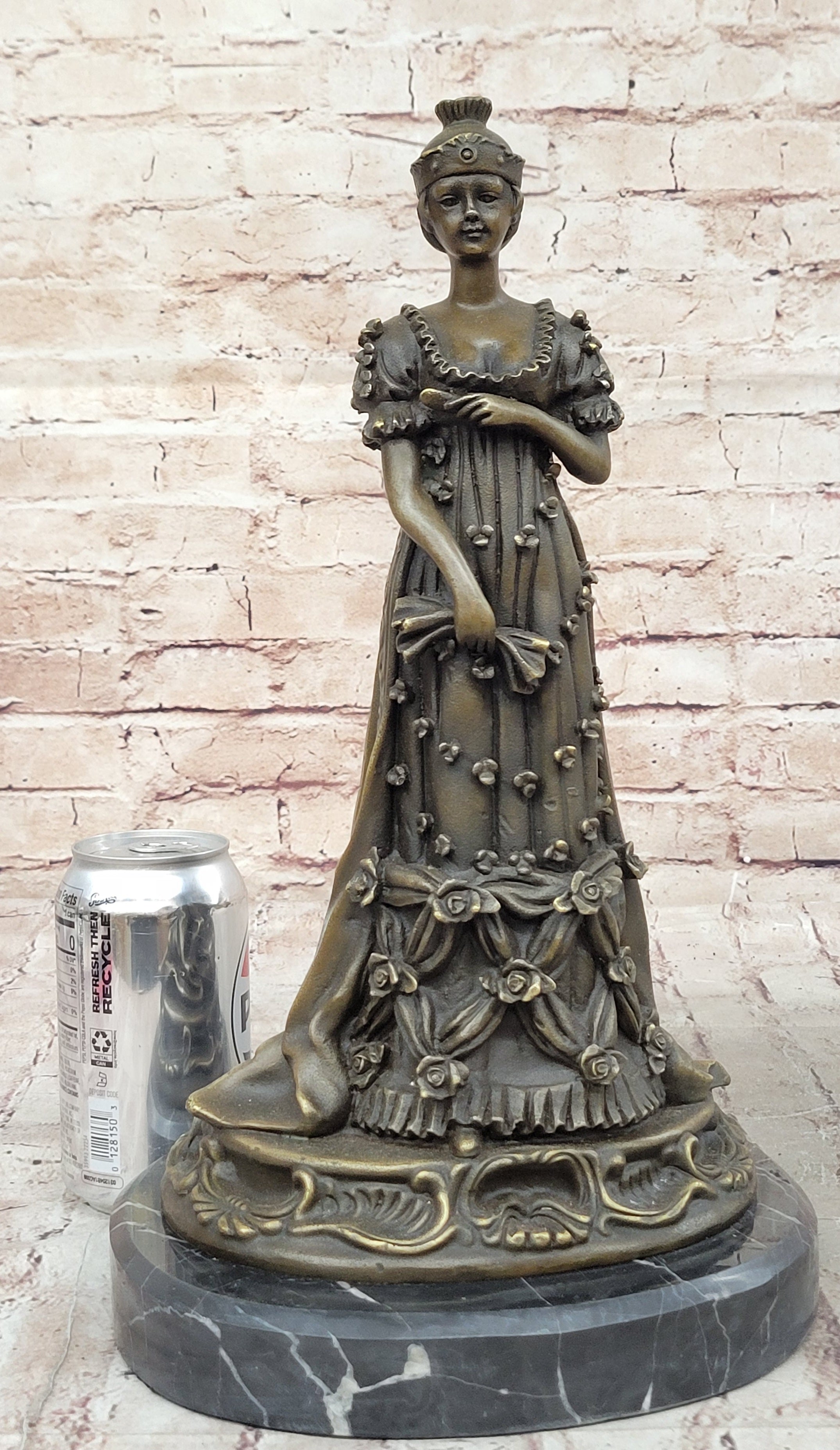 Art Deco Bronze Sculpture of Queen in Floral Dress - Female Figure by Milo