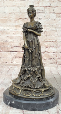 Art Deco Bronze Sculpture of Queen in Floral Dress - Female Figure by Milo