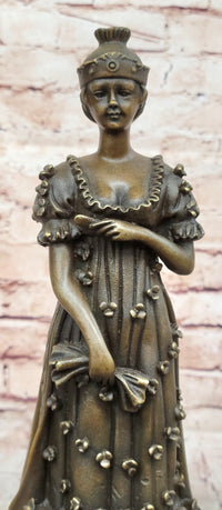 Art Deco Bronze Sculpture of Queen in Floral Dress - Female Figure by Milo