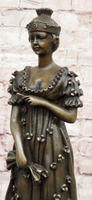 Art Deco Bronze Sculpture of Queen in Floral Dress - Female Figure by Milo