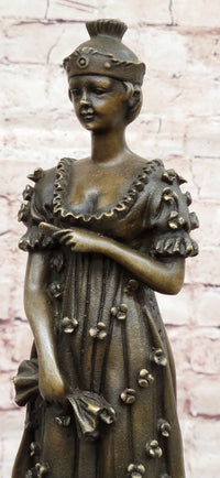 Art Deco Bronze Sculpture of Queen in Floral Dress - Female Figure by Milo