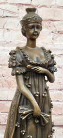 Art Deco Bronze Sculpture of Queen in Floral Dress - Female Figure by Milo