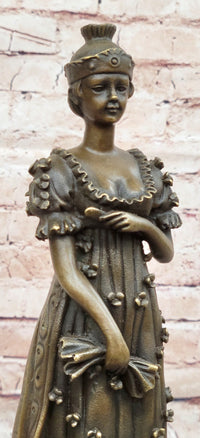 Art Deco Bronze Sculpture of Queen in Floral Dress - Female Figure by Milo