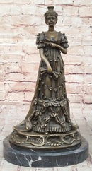Art Deco Bronze Sculpture of Queen in Floral Dress - Female Figure by Milo