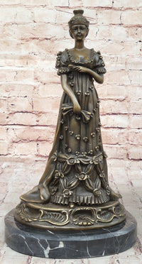 Art Deco Bronze Sculpture of Queen in Floral Dress - Female Figure by Milo