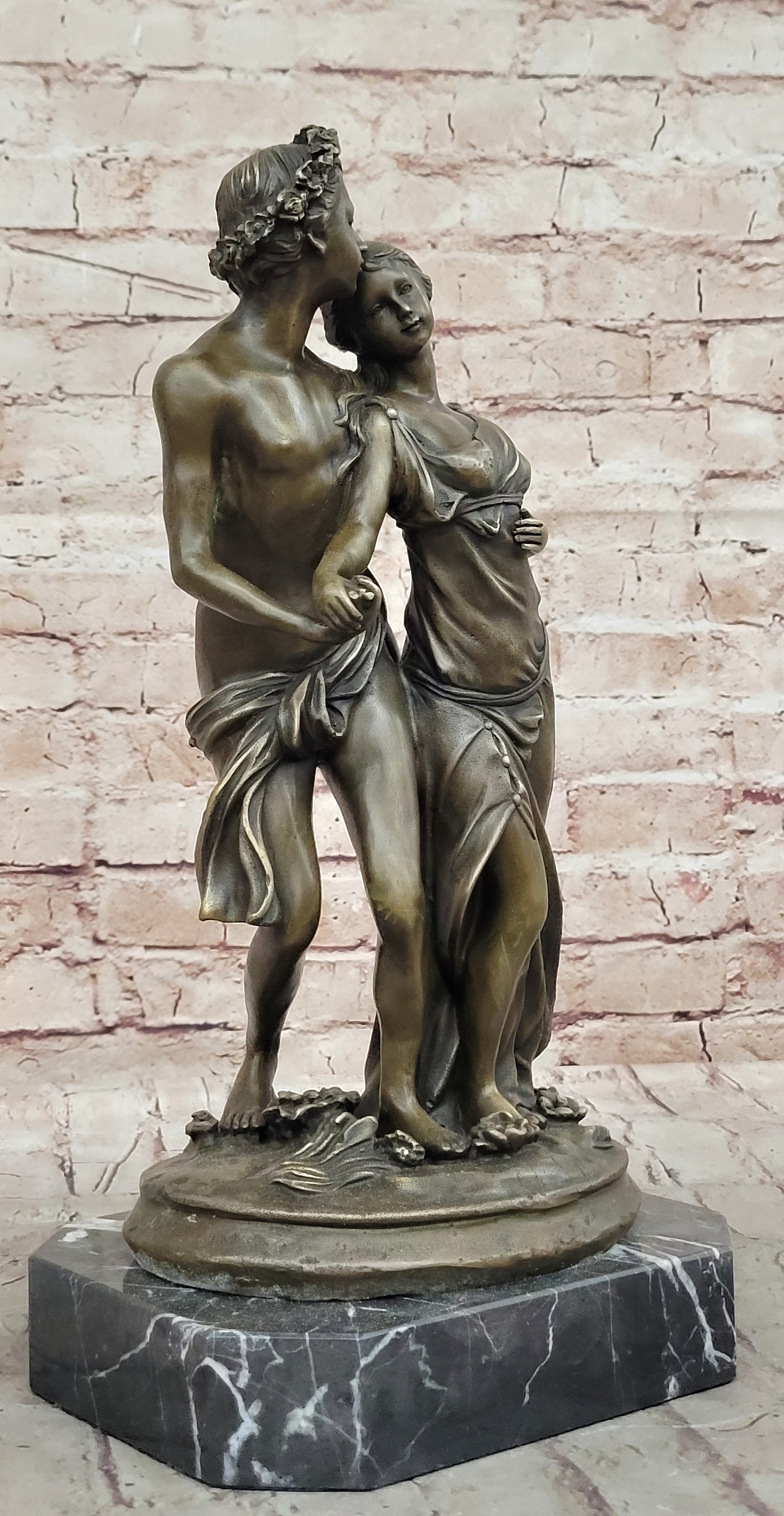 Art Nouveau Couple Romance Bronze Sculpture by Milo