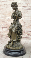 Young Girl w/ Lyre Harp Bronze Sculpture by Milo