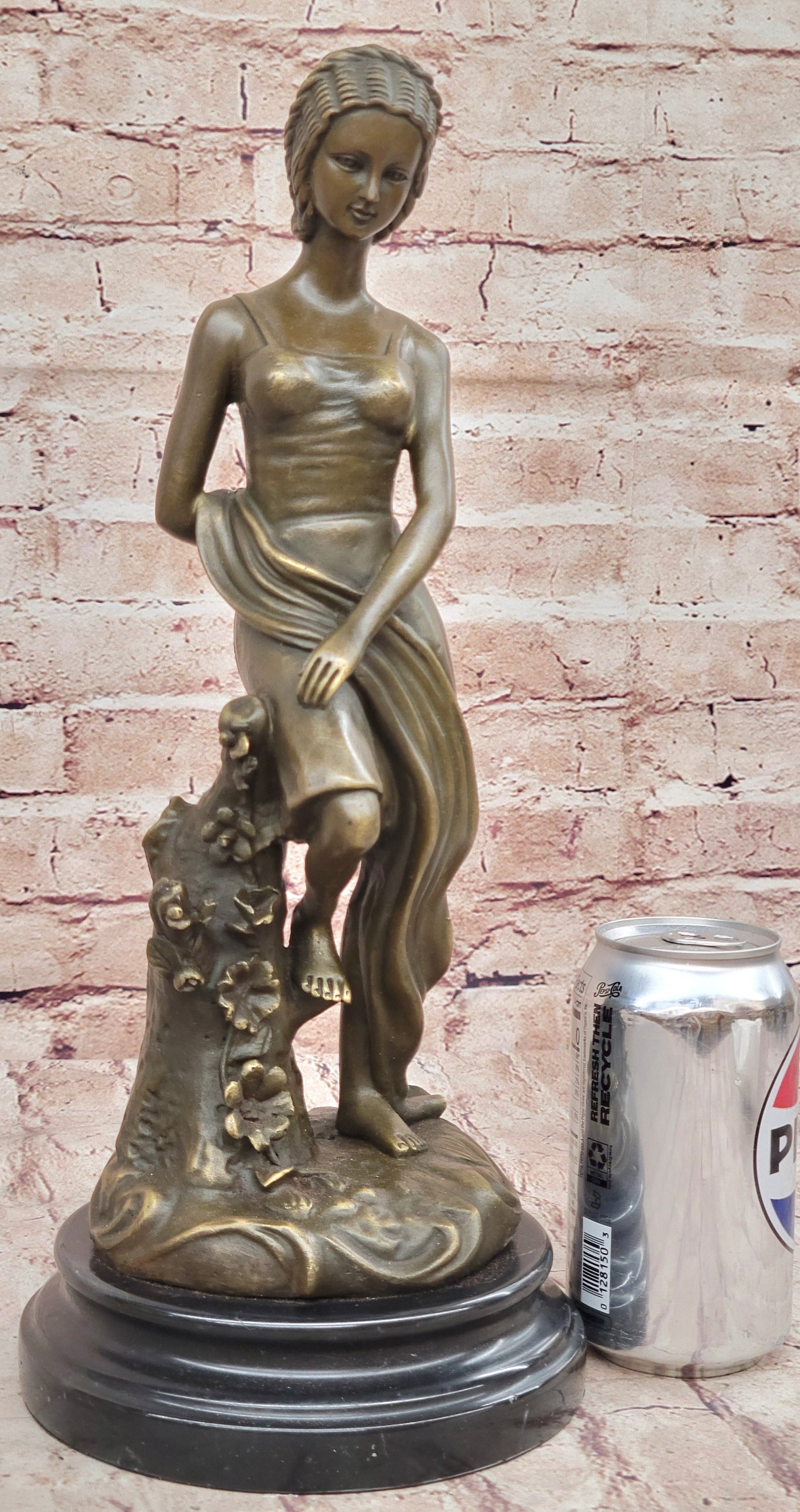 Young Girl Sitting on Tree Near Pond - Bronze Art by Milo