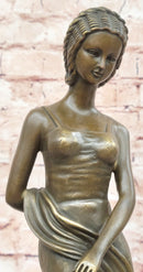Young Girl Sitting on Tree Near Pond - Bronze Art by Milo