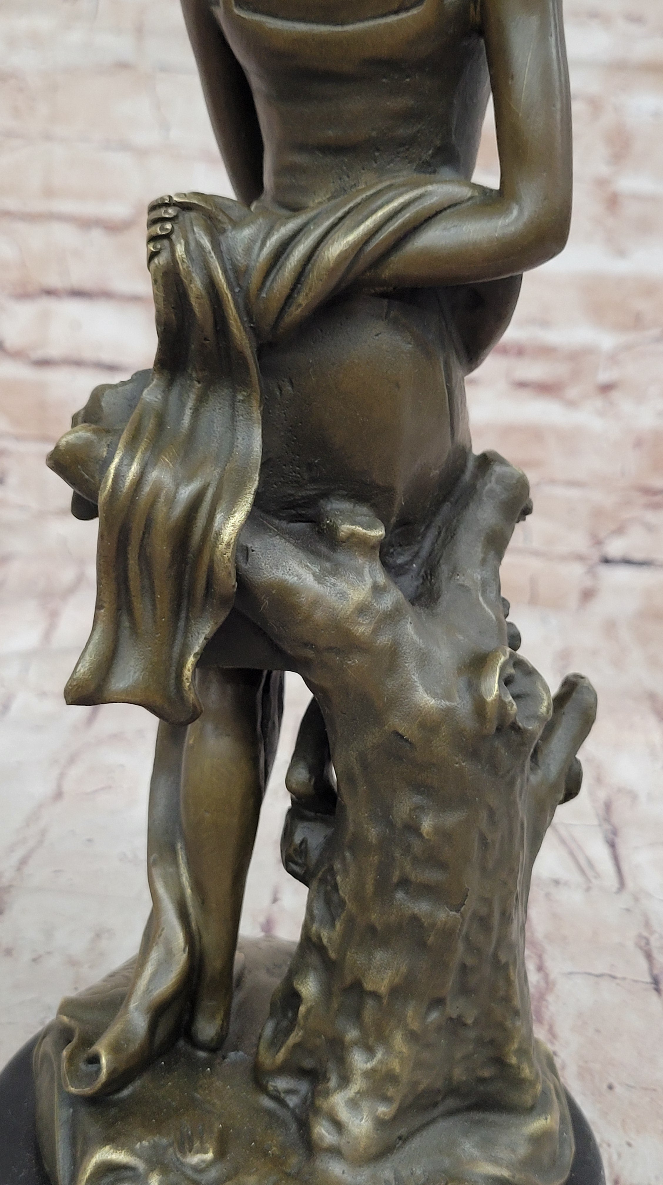 Young Girl Sitting on Tree Near Pond - Bronze Art by Milo