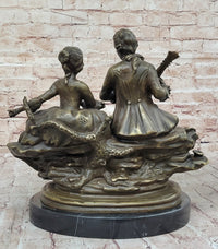 Romantic Serenade: Baroque Couple in Harmony - Bronze Sculpture