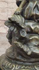 Bronze Sculpture of Young Girl with Basket and Lamb