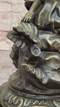 Bronze Sculpture of Young Girl with Basket and Lamb