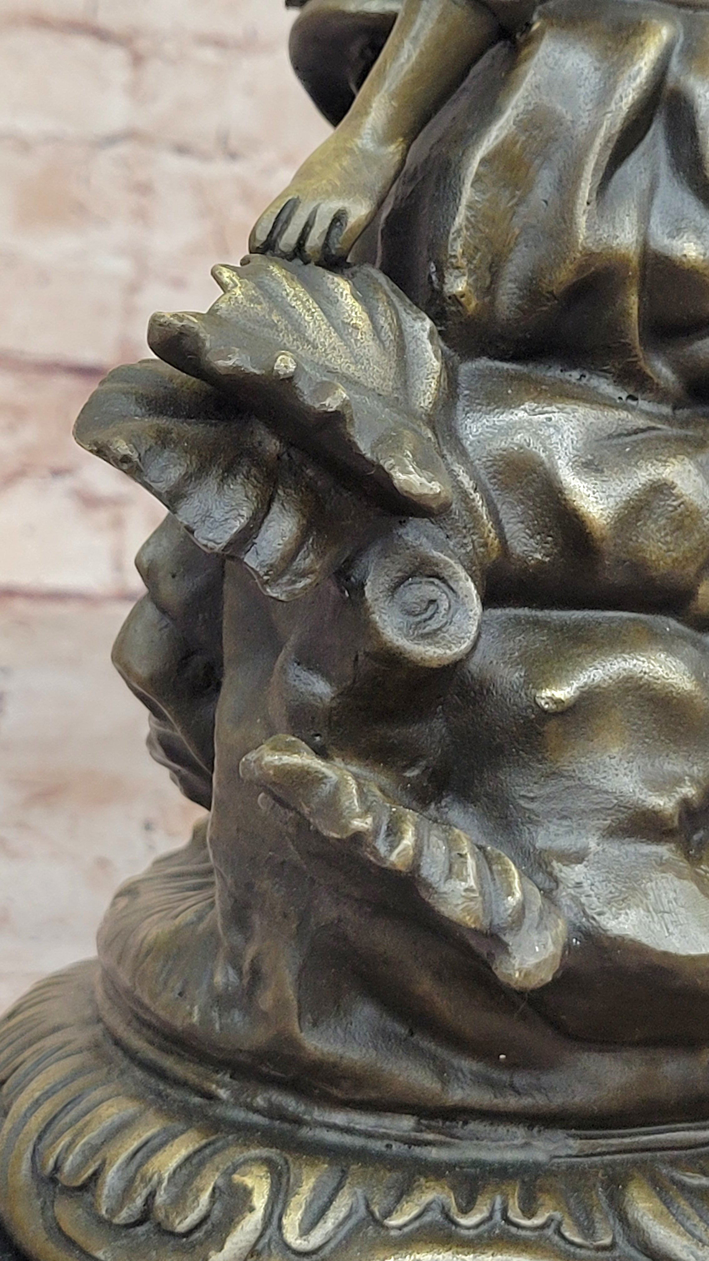 Bronze Sculpture of Young Girl with Basket and Lamb