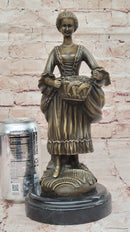 Bronze Country Maiden – Woman with Basket Sculpture