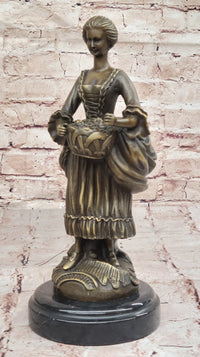 Bronze Country Maiden – Woman with Basket Sculpture