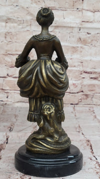 Bronze Country Maiden – Woman with Basket Sculpture