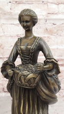 Bronze Country Maiden – Woman with Basket Sculpture