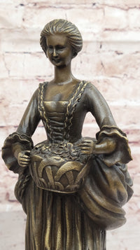Bronze Country Maiden – Woman with Basket Sculpture