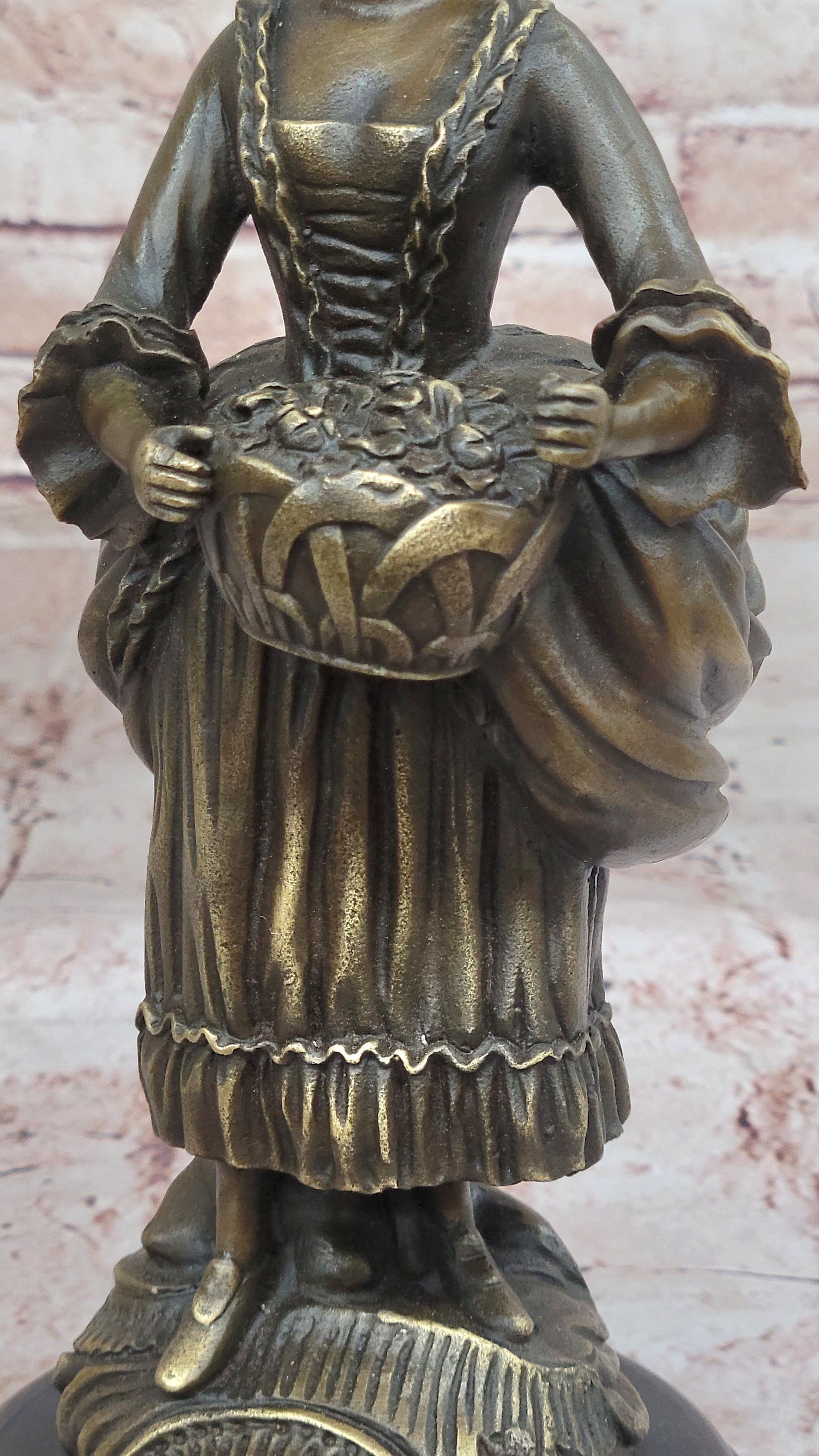 Bronze Country Maiden – Woman with Basket Sculpture