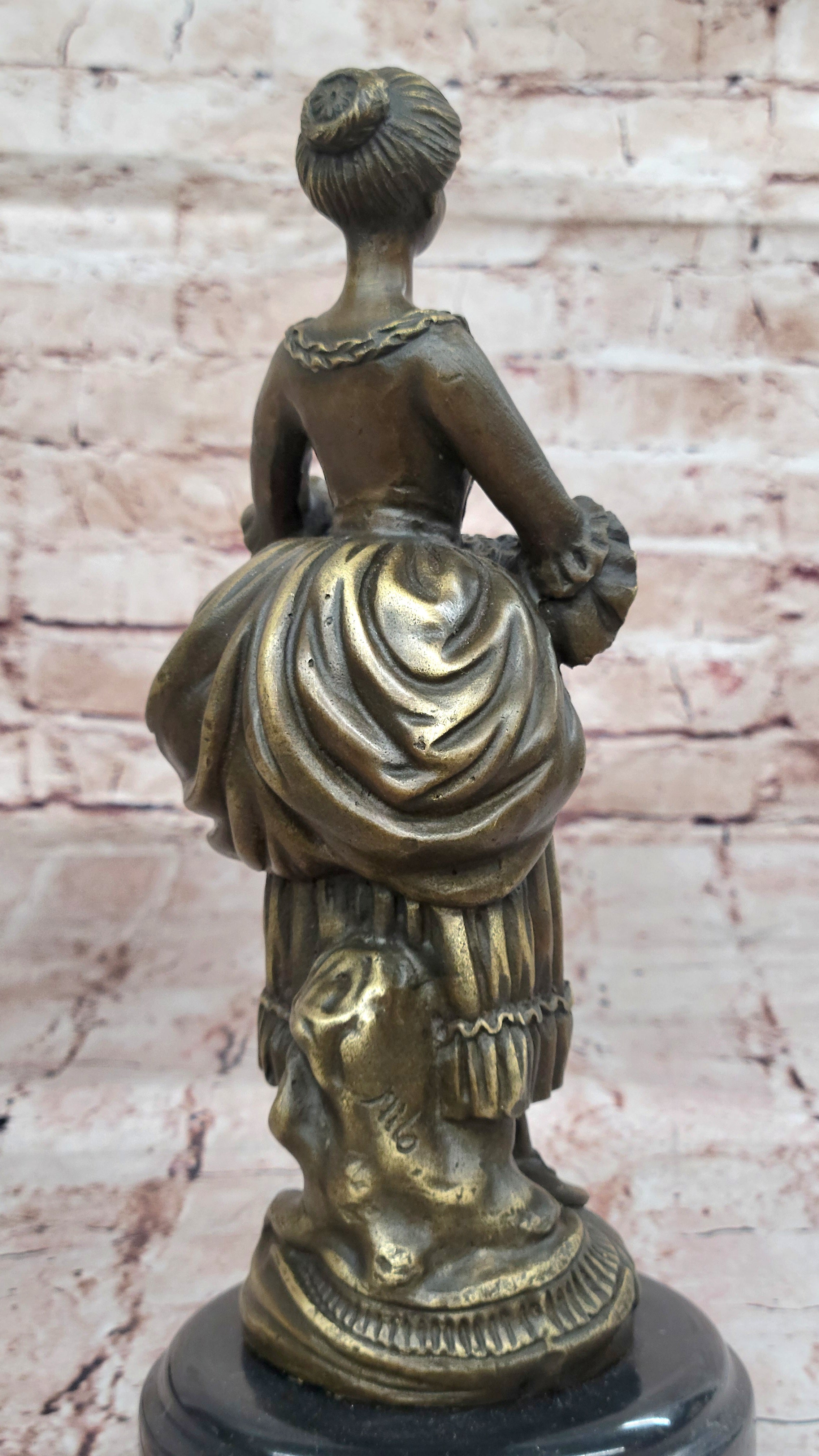 Bronze Country Maiden – Woman with Basket Sculpture