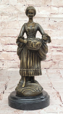 Bronze Country Maiden – Woman with Basket Sculpture